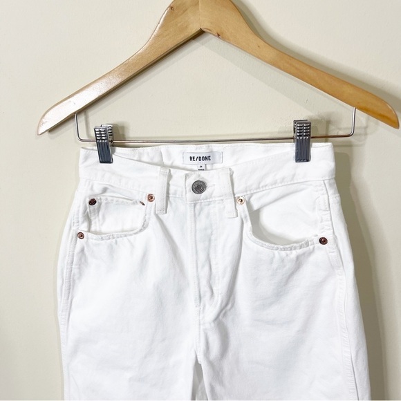 RE/DONE White Distressed 90's High Rise Loose Jeans in White With Rips Size 24 - Picture 4 of 10